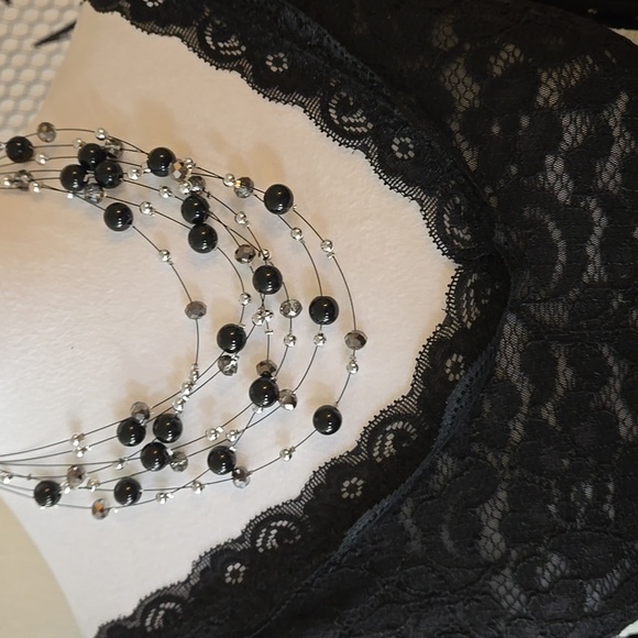 Ambiance Black Lace Overlay Long Sleeve Top With V Back and Lace Detailing. NWOT - Picture 13 of 17